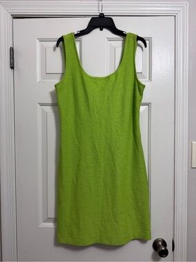 St. John Bright Lime Green Textured Dress